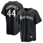 Seattle Mariners #44 Julio Rodr¨ªguez Black Lights Out Limited Stitched Jersey