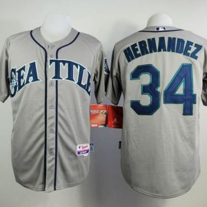 Mariners #34 Felix Hernandez Grey Cool Base Stitched Jersey
