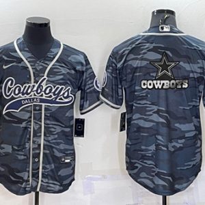 Dallas Cowboys Blank Gray Camo Team Big Logo With Patch Cool Base Stitched Baseball Jersey