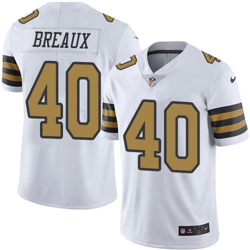 Saints #40 Delvin Breaux White Stitched Limited Rush Nike Jersey