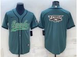 Philadelphia Eagles Green Team Big Logo With Patch Cool Base Stitched Baseball Jersey