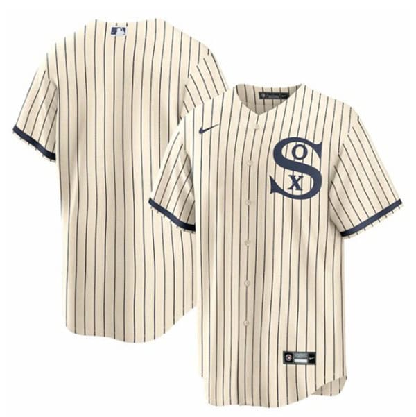 Chicago White Sox Blank 2021 Cream Navy Field Of Dreams Cool Base Stitched Jersey