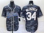 Los Angeles Dodgers #34 Toro Valenzuela Gray Camo Cool Base With Patch Stitched Jersey