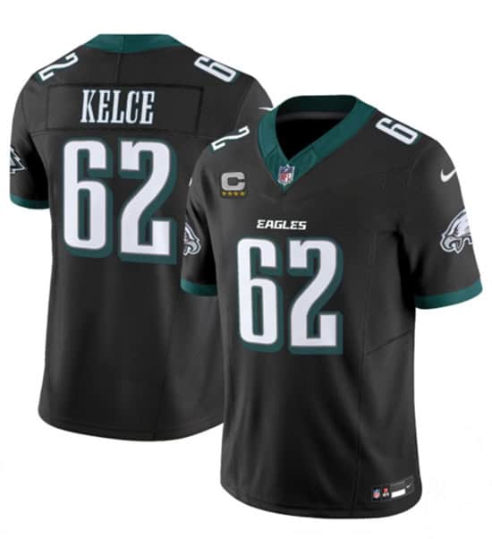 Philadelphia Eagles #62 Jason Kelce Black 2024 New With 4-Star C Patch F.U.S.E. Vapor Untouchable Limited Jersey