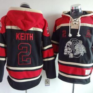 Blackhawks #2 Duncan Keith Black Sawyer Hooded Sweatshirt Stitched Jersey