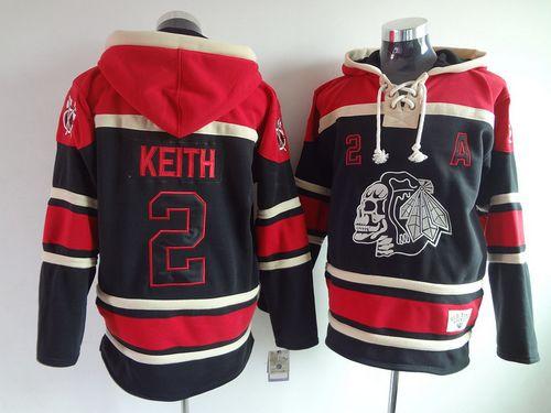 Blackhawks #2 Duncan Keith Black Sawyer Hooded Sweatshirt Stitched Jersey