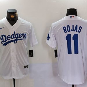 Los Angeles Dodgers #11 Miguel Rojas White Cool Base Stitched Jersey