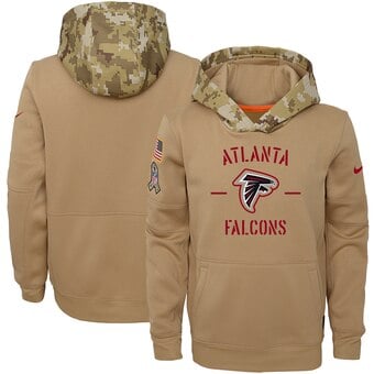 Youth Atlanta Falcons Khaki 2019 Salute To Service Therma Pullover Hoodie