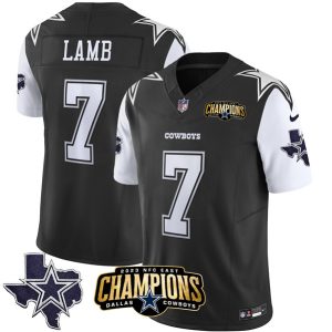 Dallas Cowboys #7 Trevon Diggs Black White 2023 F.U.S.E. NFC East Champions Ptach Stitched Jersey