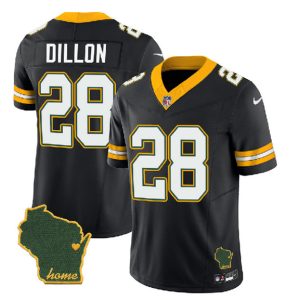 Green Bay Packers #28 A.J. Dillon Black 2023 F.U.S.E. Home Patch Vapor Untouchable Limited Stitched Jersey