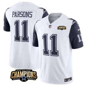 Dallas Cowboys #11 Micah Parsons White Navy 2023 F.U.S.E. NFC East Champions Patch Stitched Jersey