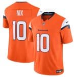 Denver Broncos #10 Bo Nix Orange 2024 F.U.S.E. Vapor Limited Stitched Jersey