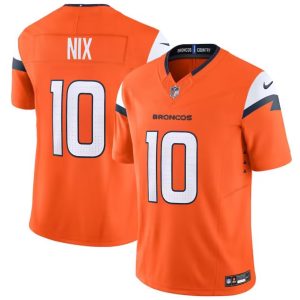 Denver Broncos #10 Bo Nix Orange 2024 F.U.S.E. Vapor Limited Stitched Jersey