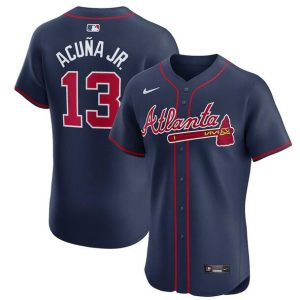 Atlanta Braves #13 Ronald Acuna Jr. Navy Alternate Elite Stitched Jersey