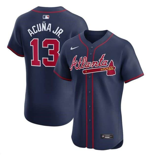 Atlanta Braves #13 Ronald Acuna Jr. Navy Alternate Elite Stitched Jersey