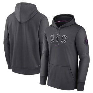 New York Mets Charcoal 2024 City Connect Practice Performance Pullover Hoodie