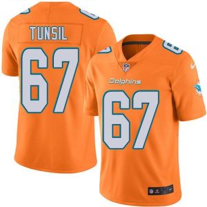 Dolphins #67 Laremy Tunsil Orange Stitched Limited Rush Nike Jersey