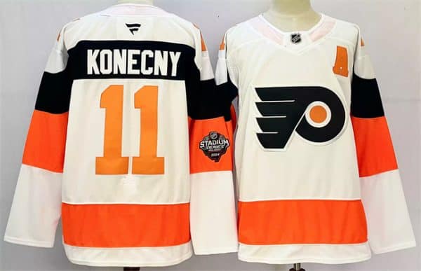 Philadelphia Flyers #11 Travis Konecny White 2024-25 With A Patch Stitched Jersey