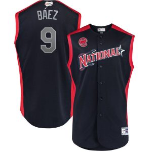 National League #9 Javier B¨¢ez Navy 2019 All-Star Game Workout Stitched Jersey