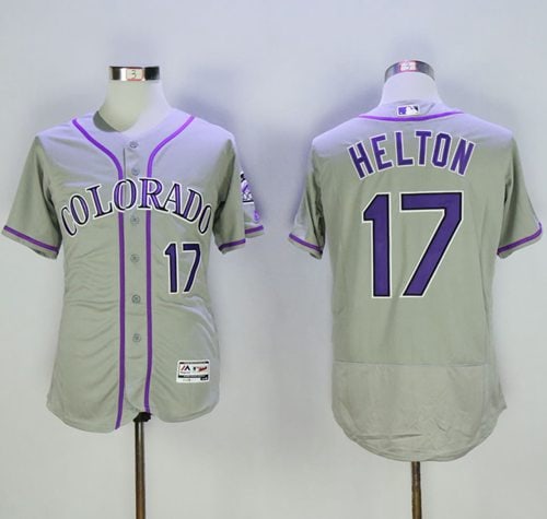Rockies #17 Todd Helton Grey Flexbase Authentic Collection Stitched Jersey