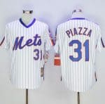 Mitchell And Ness Mets #31 Mike Piazza White(Blue Strip) Throwback Stitched Jersey