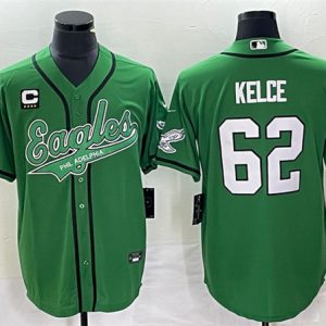 Philadelphia Eagles #62 Jason Kelce Green With C Patch Cool Base Stitched Jersey