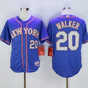 Mets #20 Neil Walker Blue(Grey NO.) Alternate Road Cool Base Stitched Jersey