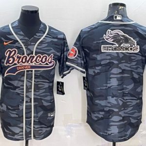 Denver Broncos Gray Camo Team Big Logo With Patch Cool Base Stitched Jersey