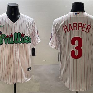 Philadelphia Phillies #3 Bryce Harper White Phanatic Cool Base Stitched Jersey