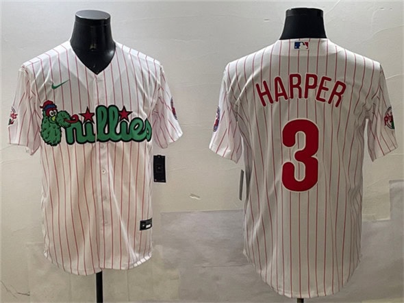 Philadelphia Phillies #3 Bryce Harper White Phanatic Cool Base Stitched Jersey