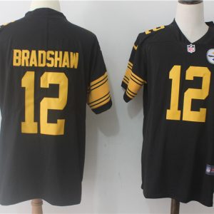 Pittsburgh Steelers #12 Terry Bradshaw Black Limited Rush Stitched Nike Jersey