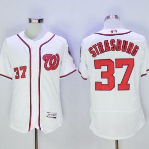 Nationals #37 Stephen Strasburg White Flexbase Authentic Collection Stitched Jersey