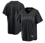 Los Angeles Angels #17 Shohei Ohtani Black Pitch Black Fashion Replica Stitched Jersey