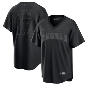Los Angeles Angels #17 Shohei Ohtani Black Pitch Black Fashion Replica Stitched Jersey