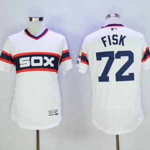 White Sox #72 Carlton Fisk White Flexbase Authentic Collection Alternate Home Stitched Jersey