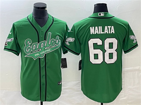 Philadelphia Eagles #68 Jordan Mailata Green Cool Base Stitched Jersey
