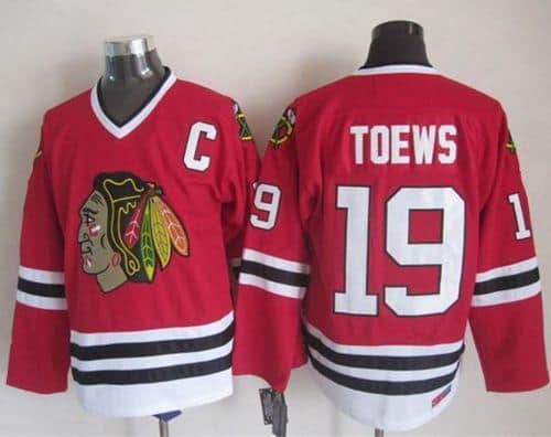 Blackhawks #19 Jonathan Toews Red CCM Throwback Stitched Jersey