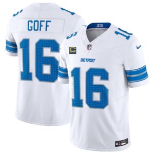 Detroit Lions #16 Jared Goff White 2024 F.U.S.E. With 4-Star C Patch Vapor Limited Stitched Jersey