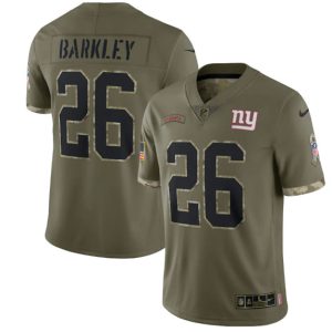 New York Giants #26 Saquon Barkley 2022 Olive Salute To Service Limited Stitched Jersey