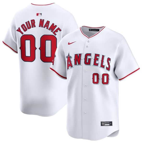 Los Angeles Angels Custom White Home Limited Stitched Jersey