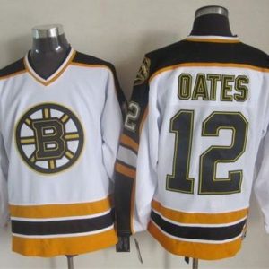 Bruins #12 Adam Oates White Black CCM Throwback Stitched Jersey