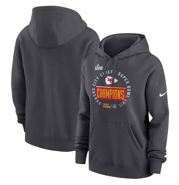 Kansas City Chiefs Black Super Bowl LVII Champions Pullover Hoodie(Run Small)