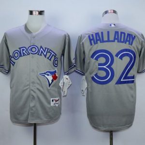 Blue Jays #32 Roy Halladay Grey Cool Base Stitched Jersey