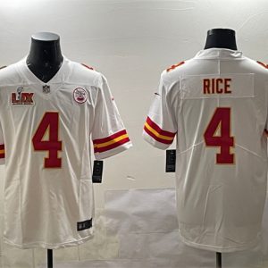 Kansas City Chiefs #4 Rashee Rice White 2025 Super Bowl LIX Patch Vapor Untouchable Limited Stitched Jersey