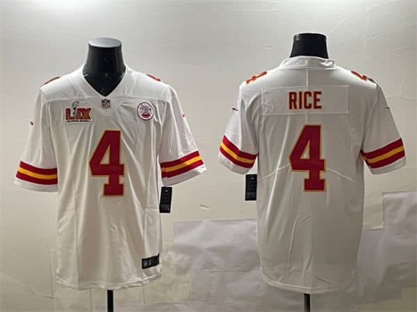 Kansas City Chiefs #4 Rashee Rice White 2025 Super Bowl LIX Patch Vapor Untouchable Limited Stitched Jersey