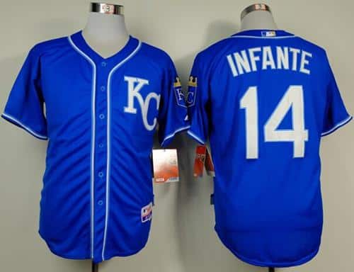 Royals #14 Omar Infante Light Blue Alternate 2 Cool Base Stitched Jersey