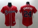 Braves #24 Deion Sanders Red Flexbase Authentic Collection Stitched Jersey
