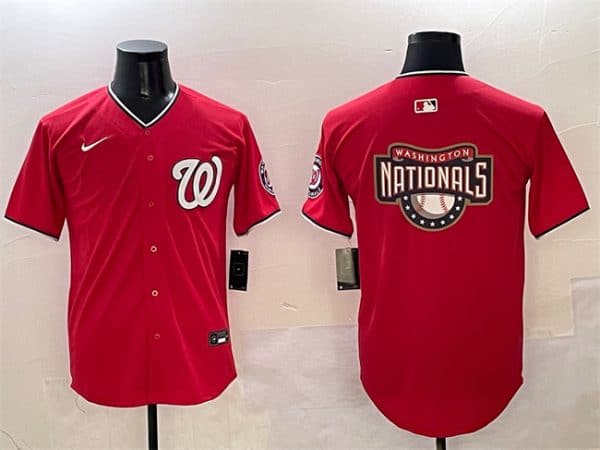 Washington Nationals Team Big Logo Red Limited Stitched Jersey