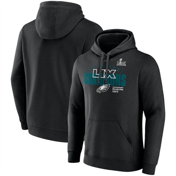Philadelphia Eagles Black Super Bowl LIX Champions Iconic Victory Fleece Pullover Hoodie