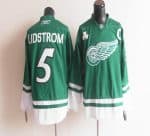 Red Wings St Patty's Day #5 Nicklas Lidstrom Green Stitched Jersey